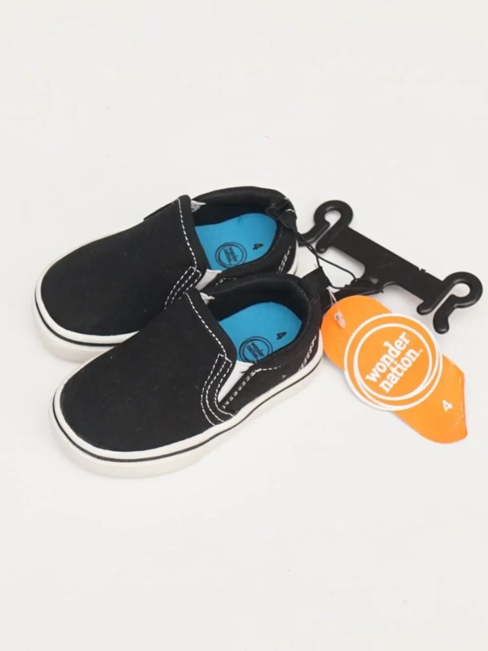 Wonder Nation Toddler Slip-On Shoes, Size 4, Black/White, SKU WQ4